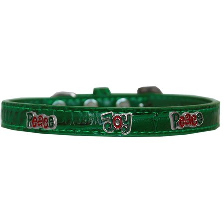 MIRAGE PET PRODUCTS Peace & Joy Widget Croc Dog CollarEmerald Green Size 14 720-30 EGC14